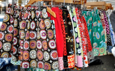Colorful skirts from Marmalade Originals at Ballard Farmers Market. Copyright Zachary D. Lyons.