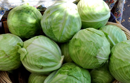 Green cabbage from Nash's Organic Produce at Ballard Farmers Market. Copyright Zachary D. Lyons.